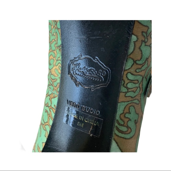 Hale Bob Teal Leather Peep Toe Maryjane Stiletto - Picture 9 of 14